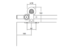 Flatec V set coulissant inox 100kg l.1800mm pour largeur de porte 750-900mm